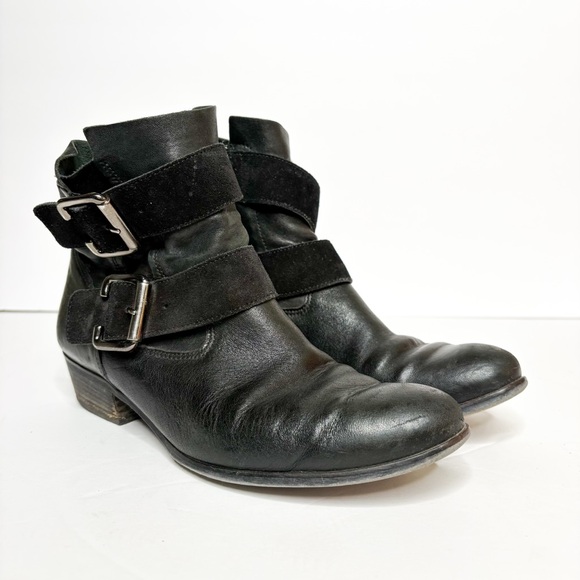 Paul Green Denver Double Buckle Leather Black Ankle Boots Size 7 Women’s - Picture 1 of 7